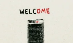 HSBC office with welcome written above it 