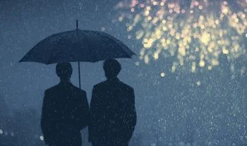 fireworks in the rain