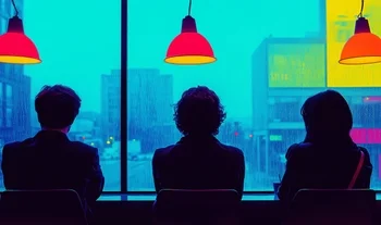 A group of sad fintech employees