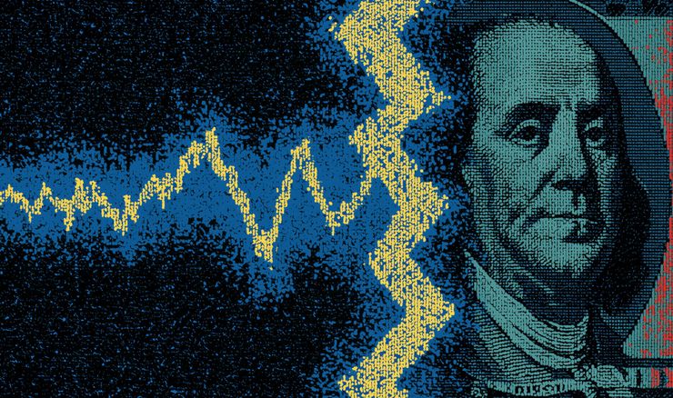 lightning bolt striking 100 dollar bill