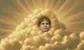 a man's face in a golden cloud 